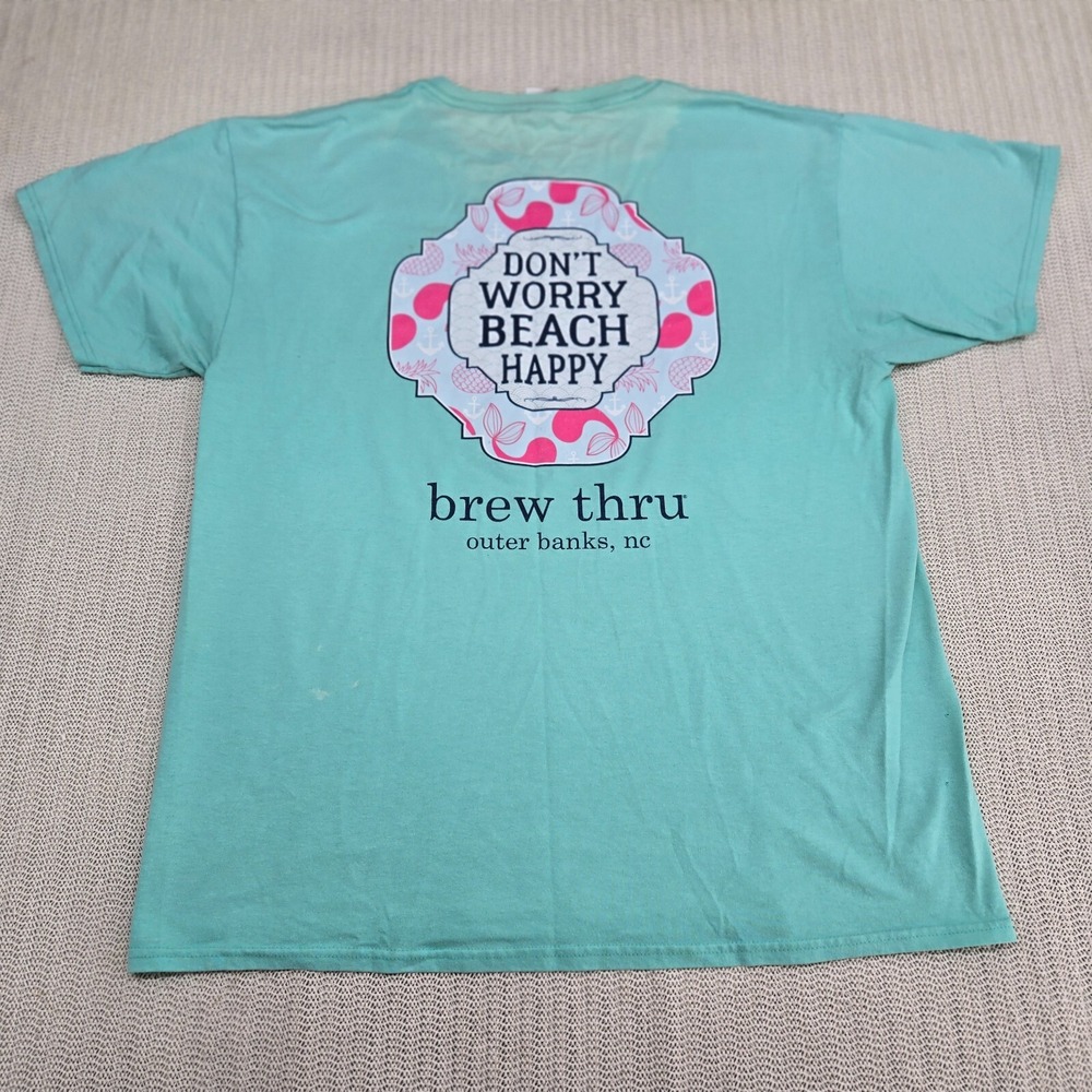 Brew Thru Outer Banks North Carolina Shirt Mens Large Blue Bar Lounge